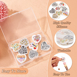 8 шт. 8 стильных силиконовых фокусных бусины в форме сердца SIL-TA0001-70