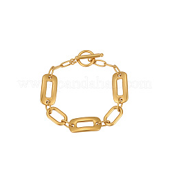Bracciali da donna con catena a maglie rettangolari in acciaio inossidabile 304 e chiusura a moschettone.&nbsp;WG05454-01