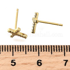 925 серьги-гвоздики из стерлингового серебра с прозрачным кубическим цирконием&nbsp;EJEW-Q030-04G