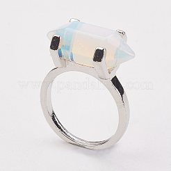 オパール指輪  合金リングパーツ  プラチナ  弾丸  サイズ8  18mm&nbsp;RJEW-P121-A07
