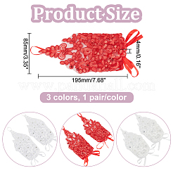 3 пара двухцветных полиэстеровых перчаток без пальцев с цветочным узором AJEW-GA0006-14