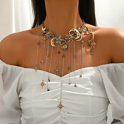 Statement-Choker-Halskette mit Mond- und Sternfransen aus einer Legierung aus Kristall-Strassen&nbsp;WG41910-01