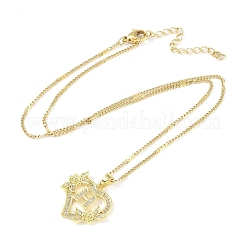 Ожерелья с подвеской в форме сердца из нержавеющей стали 304 с кубическим цирконием NJEW-H029-01G-H