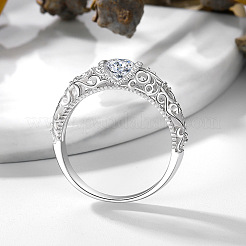 Плоские круглые латунные кольца с микропаве и прозрачным фианитом на палец&nbsp;FS-WG5A4EB-05