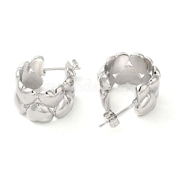 Латунные серьги-гвоздики в форме сердца EJEW-M228-03P