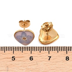 Серьги-гвоздики в форме сердца из эпоксидной смолы&nbsp;EJEW-P339-01G