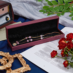 Прямоугольные коробки для хранения ожерелья из искусственной кожи с бархатом внутри CON-WH0094-31D-01