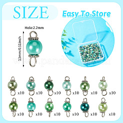 120 шт. 12-х цветные стеклянные перламутровые круглые подвески-соединители PALLOY-TA00261