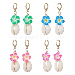 Orecchini a cerchio con fiori in pasta polimerica 3d&nbsp;EJEW-JE06968