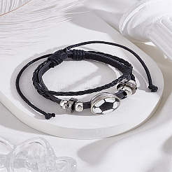 1шт. браслеты из коровьей кожи со спортивным мотивом и несколькими полосками&nbsp;BJEW-LP0003-50E