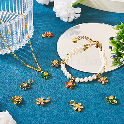 6 шт. 6 цвета латунные подвески с микропаве и кубическим цирконием KK-TA0002-10G