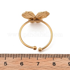 女性用304ステンレススチールオープンカフリング  ゴールドカラー  蝶  蝶：18x13mm  調整可能&nbsp;RJEW-M049-05G-01