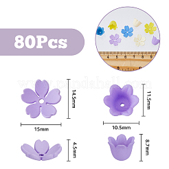 Hobbeasy 80 шт. 8 стильные прорезиненные непрозрачные акриловые шапочки для бусин&nbsp;ACRP-HY0001-03