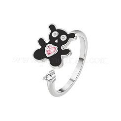 Anillos abiertos giratorios con esmalte y circonita cúbica pavé de latón para mujer&nbsp;FS-WGCF8B8-01