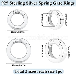 2 шт. 2 стиля 925 кольца с пружинным затвором из стерлингового серебра STER-SC0001-35B