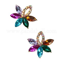 Серьги-гвоздики из цинкового сплава с цветочным принтом и стразами FS-WGAC51A-01