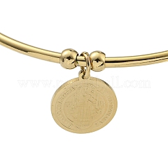 PVD вакуумное покрытие 202 нержавеющая сталь дисковые подвески открытые браслеты манжеты для женщин BJEW-M317-03G