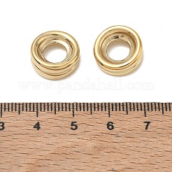304ステンレススチール大穴ビーズ  溝付き柱  14KGP本金メッキ  14x6.5mm  穴：6.4mm&nbsp;SA-CBA1CA2-13G
