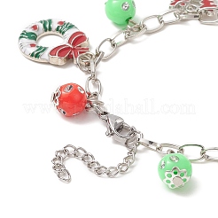 Рождественская елка и Санта-Клаус браслет из сплава эмали и акрила BJEW-JB09301