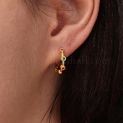 Серьги из стерлингового серебра с разноцветными радужными цирконами — подарок женщине на свидание в отпуске. GN0901