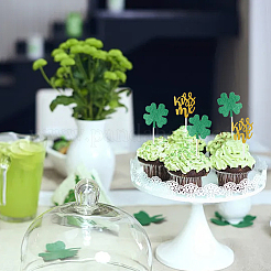 День святого патрика клевер бумажные украшения для торта AJEW-WH20022-29B