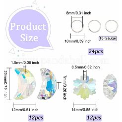 24шт 2 стильные стеклянные подвески со стразами&nbsp;GLAA-OC0001-27