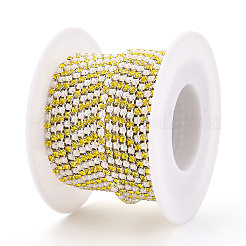 鉄ラインストーンカップチェーン  アブソリュートプラスチック模造パール  スプールで  銀  ゴールド  2.5x2x2mm  約10ヤード/ロール&nbsp;CH-N005-02H