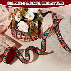 10 ярд полиэфирной жаккардовой ленты в этническом стиле с цветком OCOR-PH0004-86B