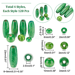 480 шт. 4-х видов окрашенных бусин из натурального дерева WOOD-PH0002-47