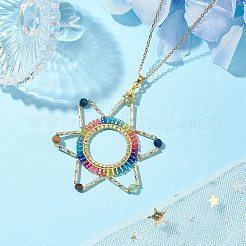 Ожерелья с подвесками из цилиндрического бисера&nbsp;NJEW-MZ00039