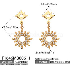 Boucles d'oreilles pendantes en acier inoxydable chirurgical 316 et zircon cubique transparent&nbsp;WGD0B08-01
