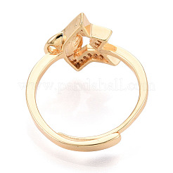 Звезда латунь микро паве прозрачный кубический цирконий регулируемые настройки кольца KK-T076-35G