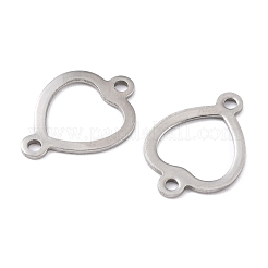 変色しにくい201ステンレススチールリンクコネクター  ハート  ステンレス鋼色  19x13.5x0.9mm  穴：1.6mm&nbsp;STAS-K217-41B