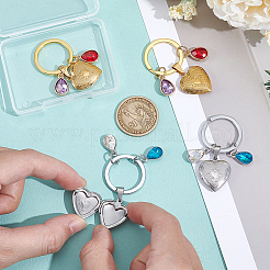 Подвески из сплава страз и стекла и брелок-медальон из нержавеющей стали 316&nbsp;KEYC-NB00030
