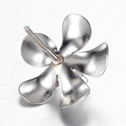 変色しにくい304ステンレススチールスタッドピアスセッティング  花  ステンレス鋼色  トレイ：5mm  16.2x15mm  ピン：0.7mm&nbsp;STAS-G081-52P