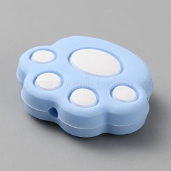 Экологически чистые силиконовые фокусные бусины с принтом кошачьей лапы&nbsp;SIL-WH0012-040D