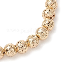 Braccialetti elastici con perline rotonde di pietra lavica naturale elettroplaccata per donne e uomini&nbsp;BJEW-JB11982-02