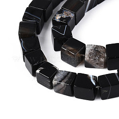 Нити бусин из натурального окрашенного и нагретого черного агата&nbsp;G-T139-8x8-35B-01