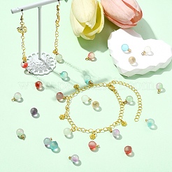 50 шт. 5 цвета прозрачные стеклянные подвески с распылительной росписью&nbsp;GLAA-YW0004-47