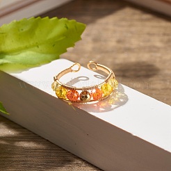 Anello polsino con perline di vetro sfaccettato placcato per ragazze adolescenti&nbsp;X1-RJEW-TA00013-02