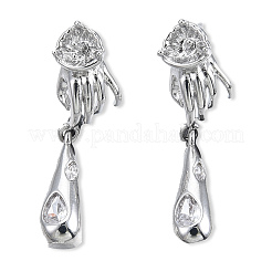 Hand aus Messing mit klarem Zirkonia-Pavé und tropfenförmigen Ohrsteckern&nbsp;KK-N232-477P-A