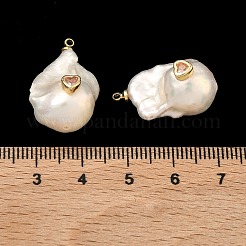 Подвески из латуни и перламутра с микропаве из кубического циркония&nbsp;KK-H259-13C-G02