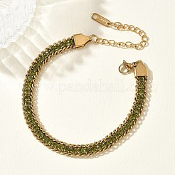 Bracelets de tennis en acier inoxydable 304 ornés de strass et de chaînes torsadées&nbsp;SA-CBABBEA-04G-05