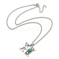 Lettre a ~ z en alliage plaqué argent antique avec colliers à pendentif turquoise synthétique&nbsp;NJEW-G080-01H
