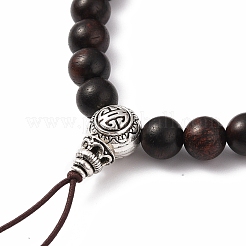 Fabrication de bracelets extensibles en bois de bijoux bouddhistes&nbsp;BJEW-JB05786-03