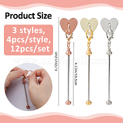 12 шт. 3 стиля железный прут подвесные украшения для бусин&nbsp;KEYC-FH00081