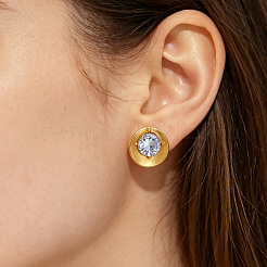 Pendientes de acero inoxidable 304 con circonita cúbica transparente pavé para mujer&nbsp;WG13AAB-01