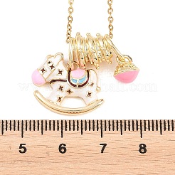 Collane con ciondolo a forma di cavallo in acciaio inossidabile smaltato rosa 304 per donna&nbsp;NJEW-K306-01G