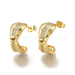 Женские серьги-гвоздики из латуни с микропаве и прозрачным кубическим цирконием EJEW-U056-05A-G