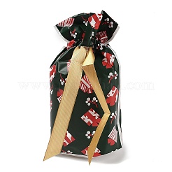クリスマスギフトボックス プラスチック包装ポーチ 巾着袋  長方形  濃い緑  17.5x12x0.01cm&nbsp;ABAG-Q053-03F